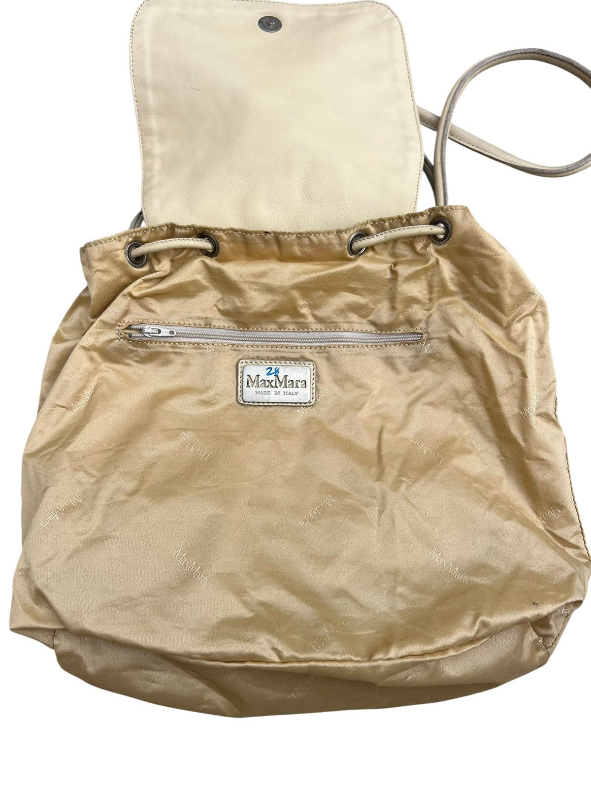 Leather Vintage MaxMara Scratches Patina Leather Nylon Backpack Size ONE SIZE - 24 Thumbnail