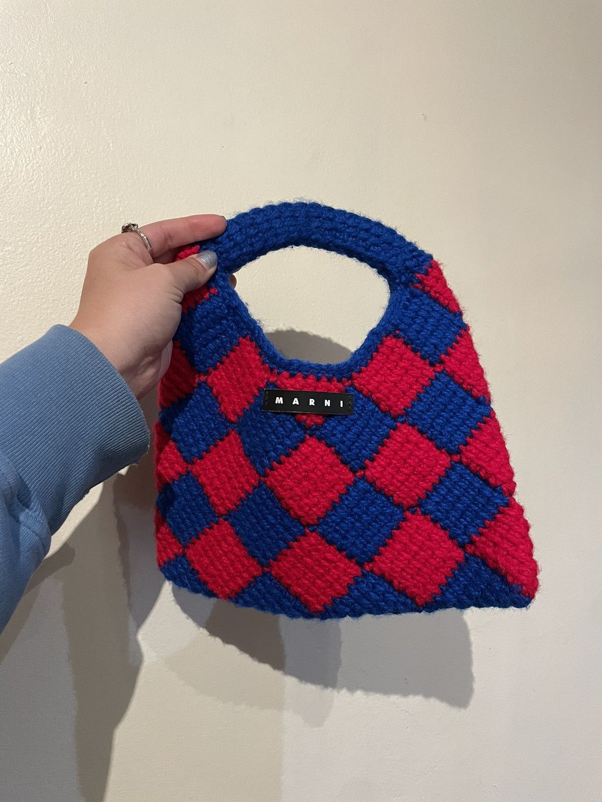 image of Marni Knit Handbag in Blue, Women's