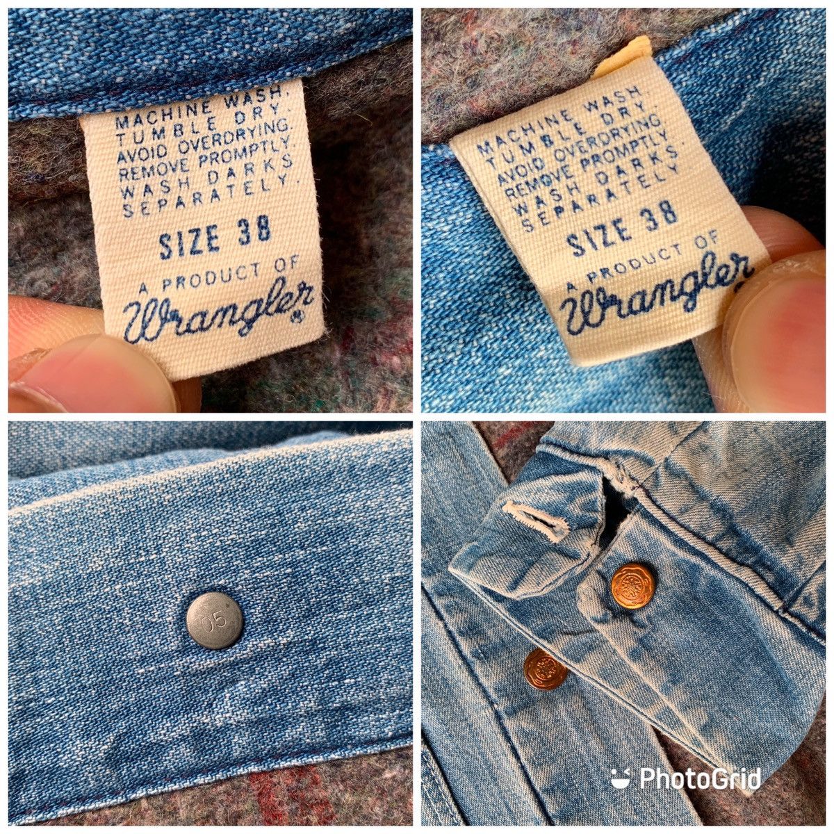 Vintage VINTAGE 1970s WRANGLER DENIM BLANKET LINED CHORE JACKET Size US L / EU 52-54 / 3 - 10 Thumbnail