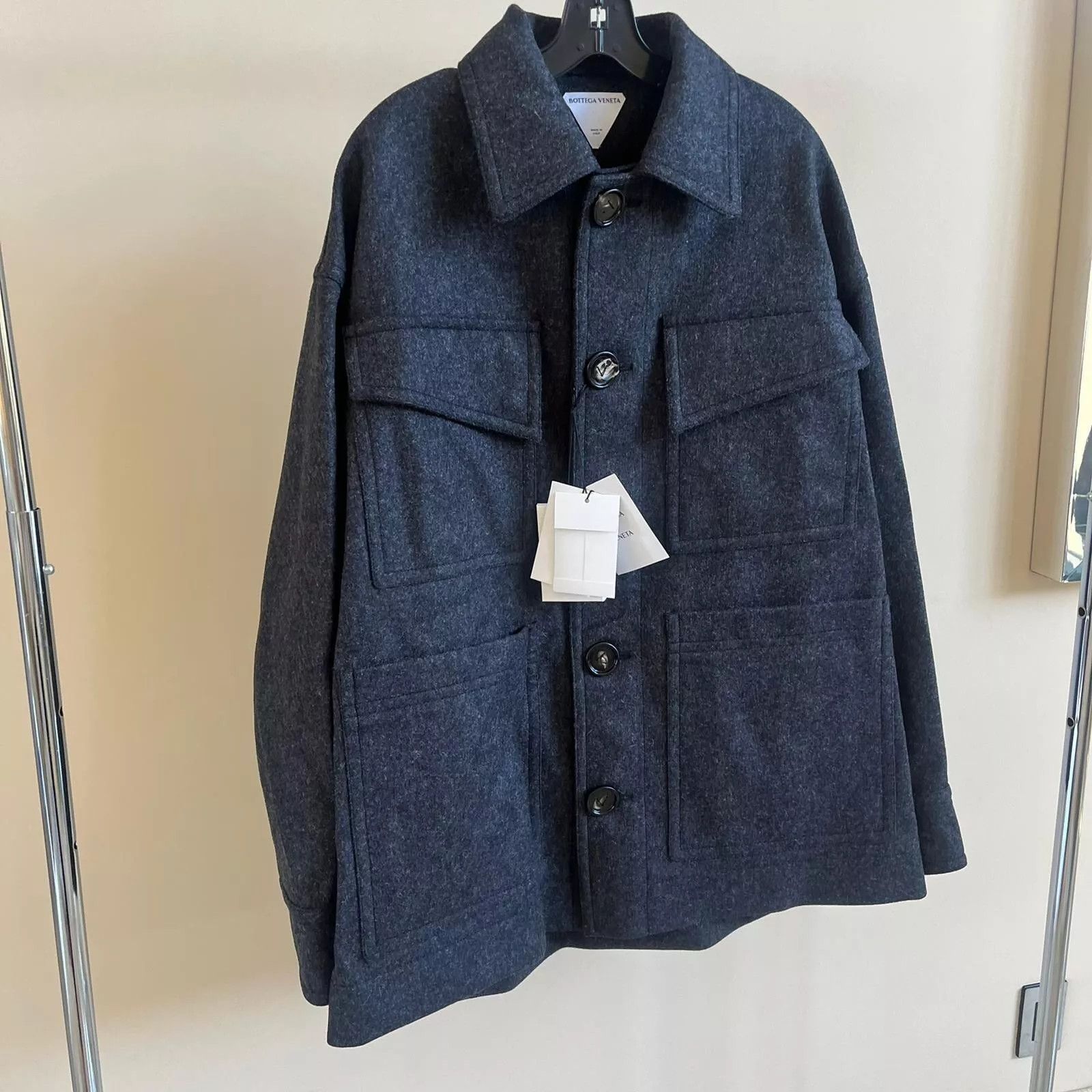 Bottega Veneta Military Wool Felted Coat in Charcoal Size US M / EU 48-50 / 2 - 3 Thumbnail
