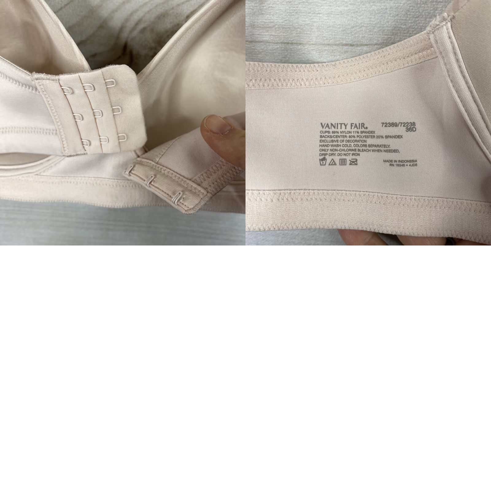 Vintage Vanity Fair Radiant Bra 36D Beige Striped Straps Convertible NWT Underwired Nylon Spandex Multiway Back Closure Fashion Women Size ONE SIZE - 8 Thumbnail