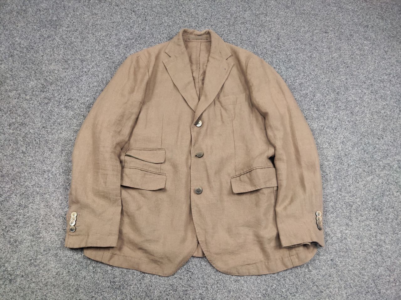 Japanese Brand Man by Carlos Castillo Design Beige Linen Mens Blazer Jacket Size US L / EU 52-54 / 3 - 2 Thumbnail