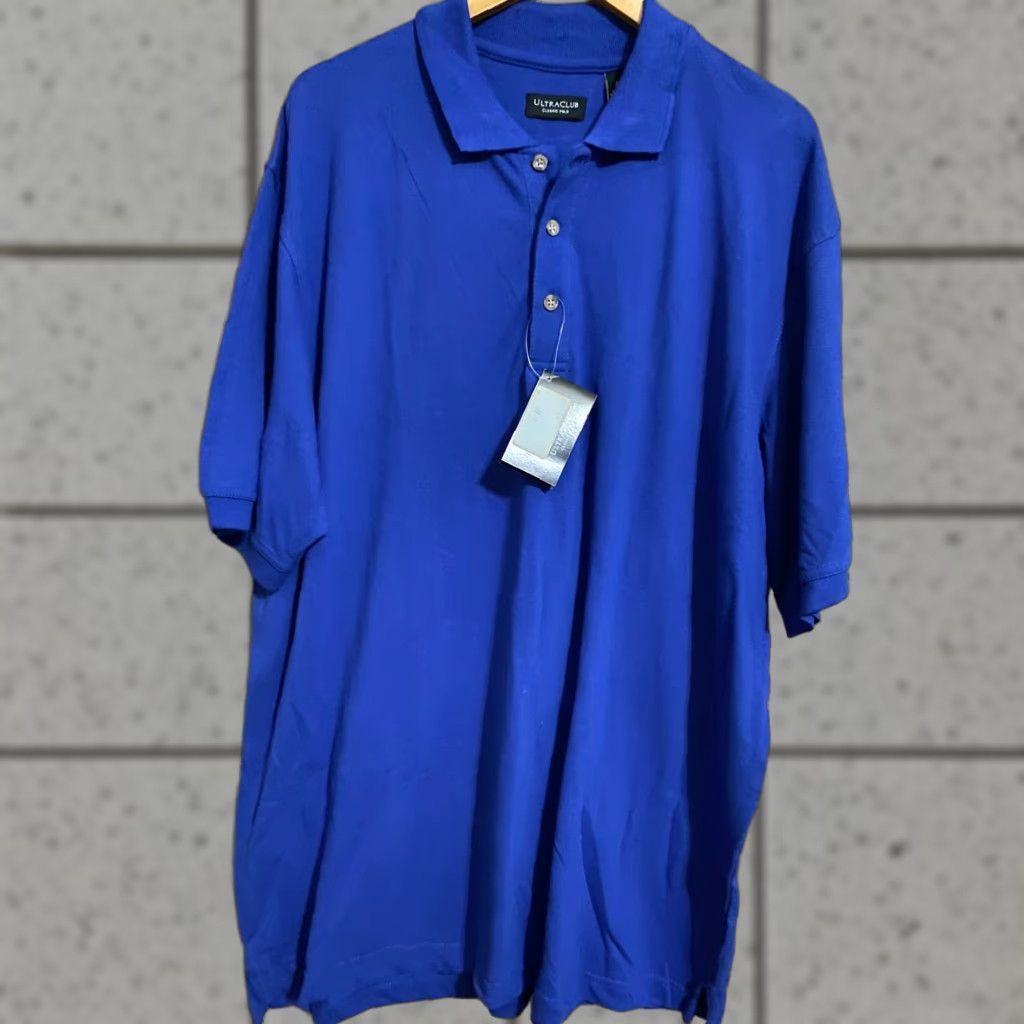 Vintage Ultra Club Polo Shirt Men Short Sleeve Blue 2XL Button-Up Classic 100% Cotton Solid Polo Shirt Size US XXL / EU 58 / 5 - 1 Thumbnail