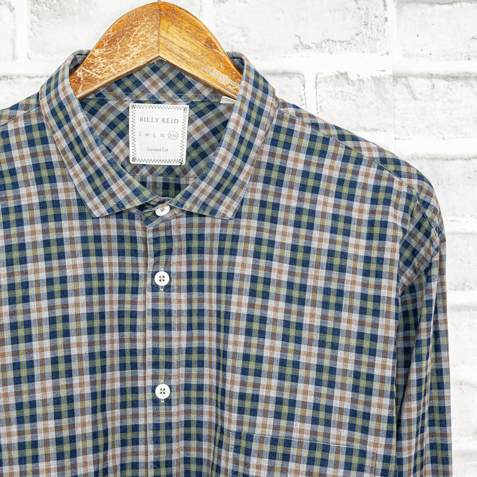 Billy Reid BILLY REID Standard Cut Button up Shirt Gray color check Size US XXL / EU 58 / 5 - 5 Thumbnail
