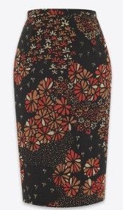 Saint Laurent Paris oc11z1125 Pencil Skirt in 70's Floral Silk Muslin Multicolor Size 25" / US 0 / IT 36 - 2 Thumbnail
