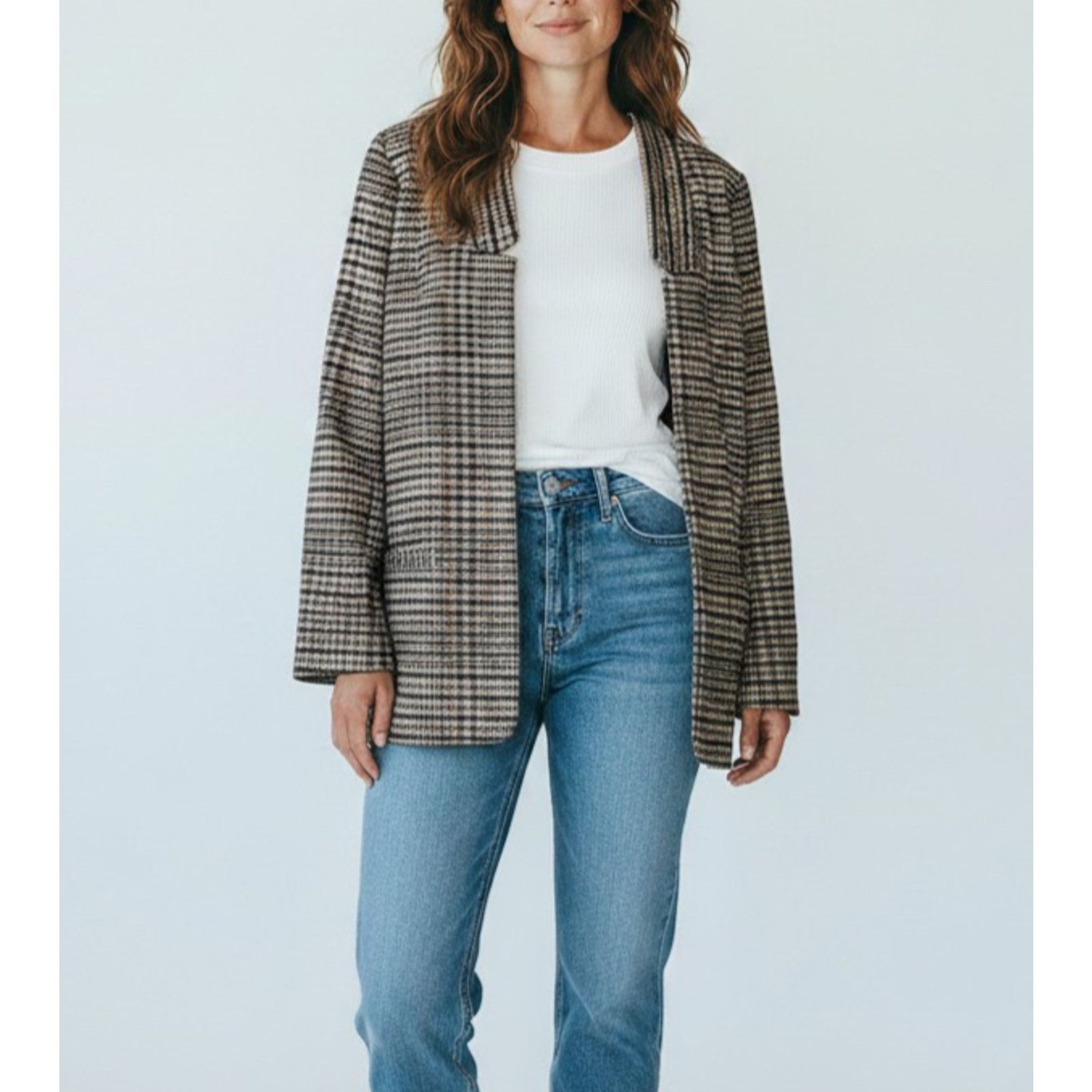 Soft Surroundings SOFT SURROUNDINGS Houndstooth Plaid St James Blazer Size L Size L / US 10 / IT 46 - 1 Thumbnail