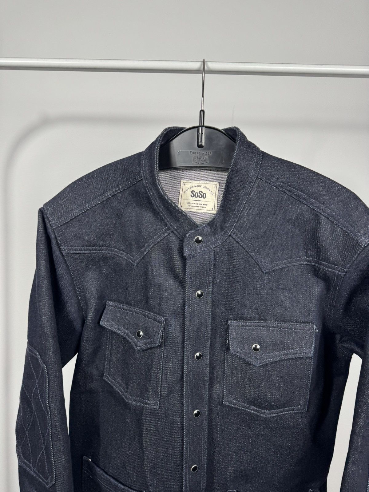 SoSo SoSo Heavy Raw Denim Jacket Indigo Workwear Trucker Coat L Size US L / EU 52-54 / 3 - 4 Thumbnail