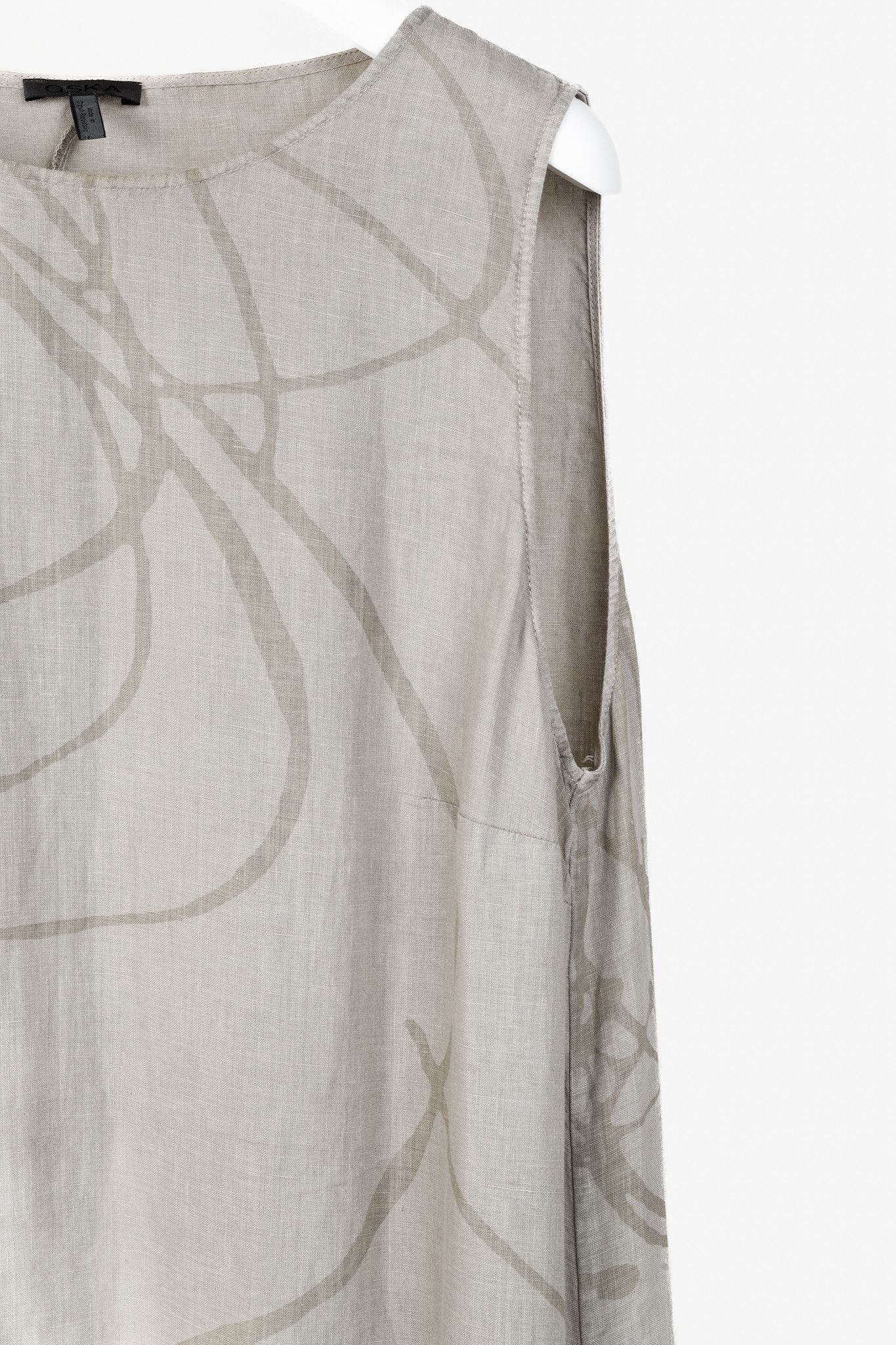 Other Oska Tuelo Taupe Branch-Print Linen Balloon-Hem Dress Size L / US 10 / IT 46 - 5 Thumbnail
