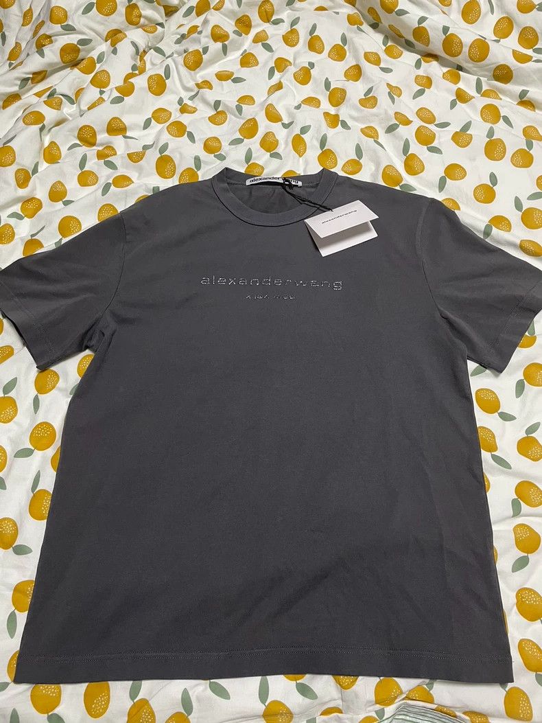 Alexander Wang Alexander Wang Cement Grey Logo Short Sleeve T-shirt Size L / US 10 / IT 46 - 1 Thumbnail