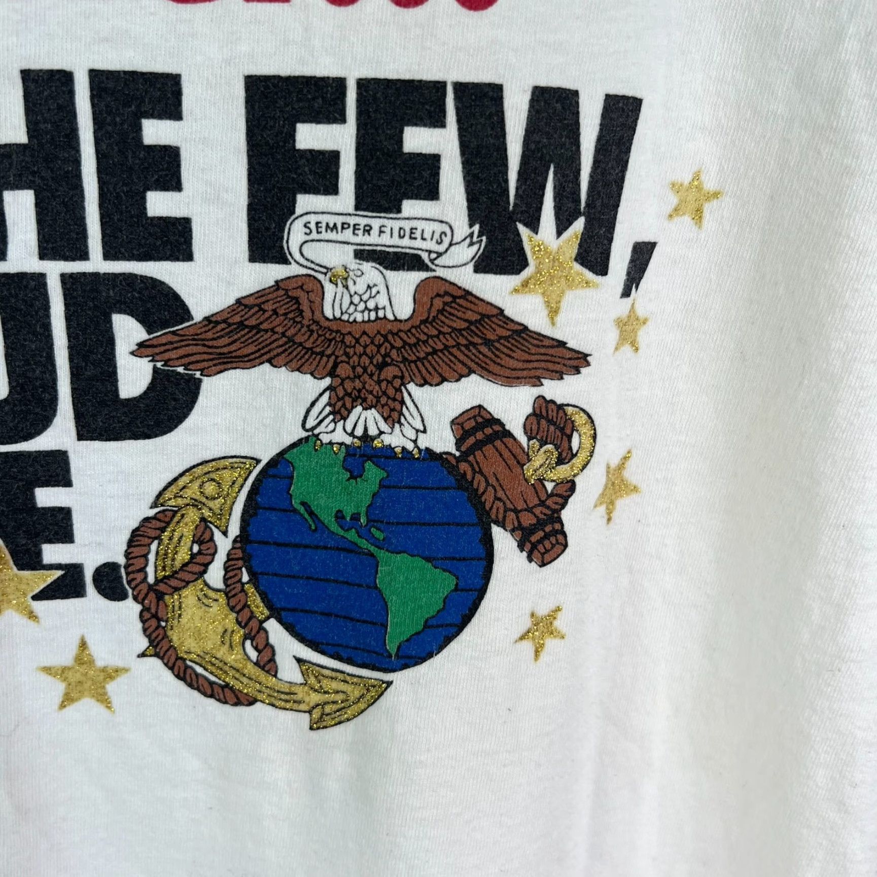 Soffe Vintage Marines T-Shirt Adult Large White Graphic Print Crew Neck Logo 90s Mens Size US L / EU 52-54 / 3 - 2 Thumbnail