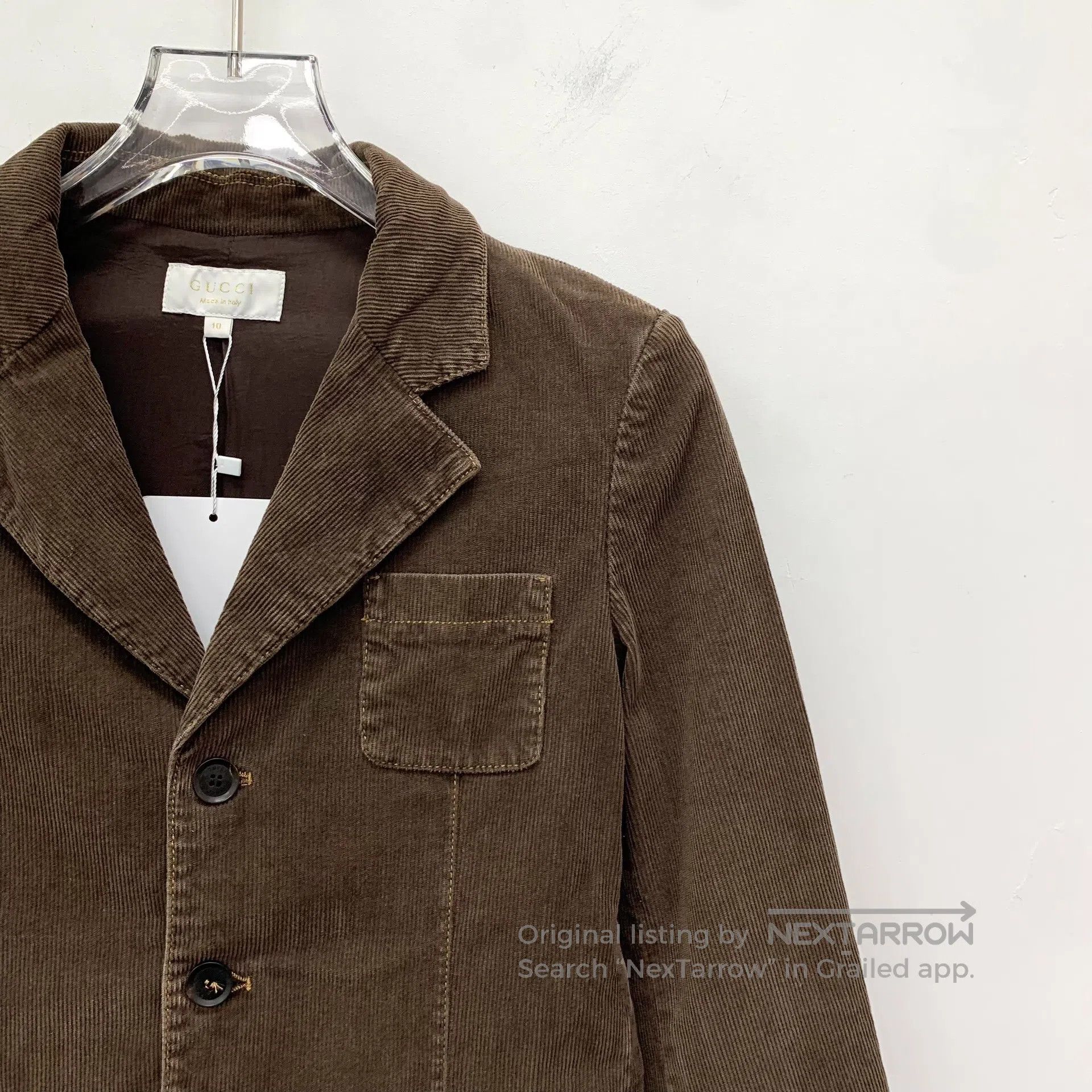 Gucci Guicci size 10 Dark brown cotton collar single-breasted lo Size US M / EU 48-50 / 2 - 3 Thumbnail
