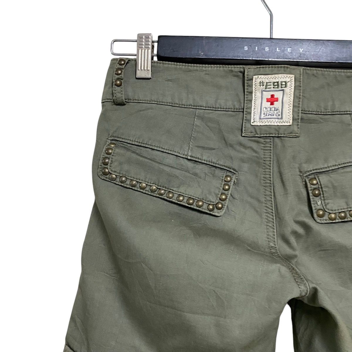 COOK JEANS Studded Military Cargo Pants Low Rise