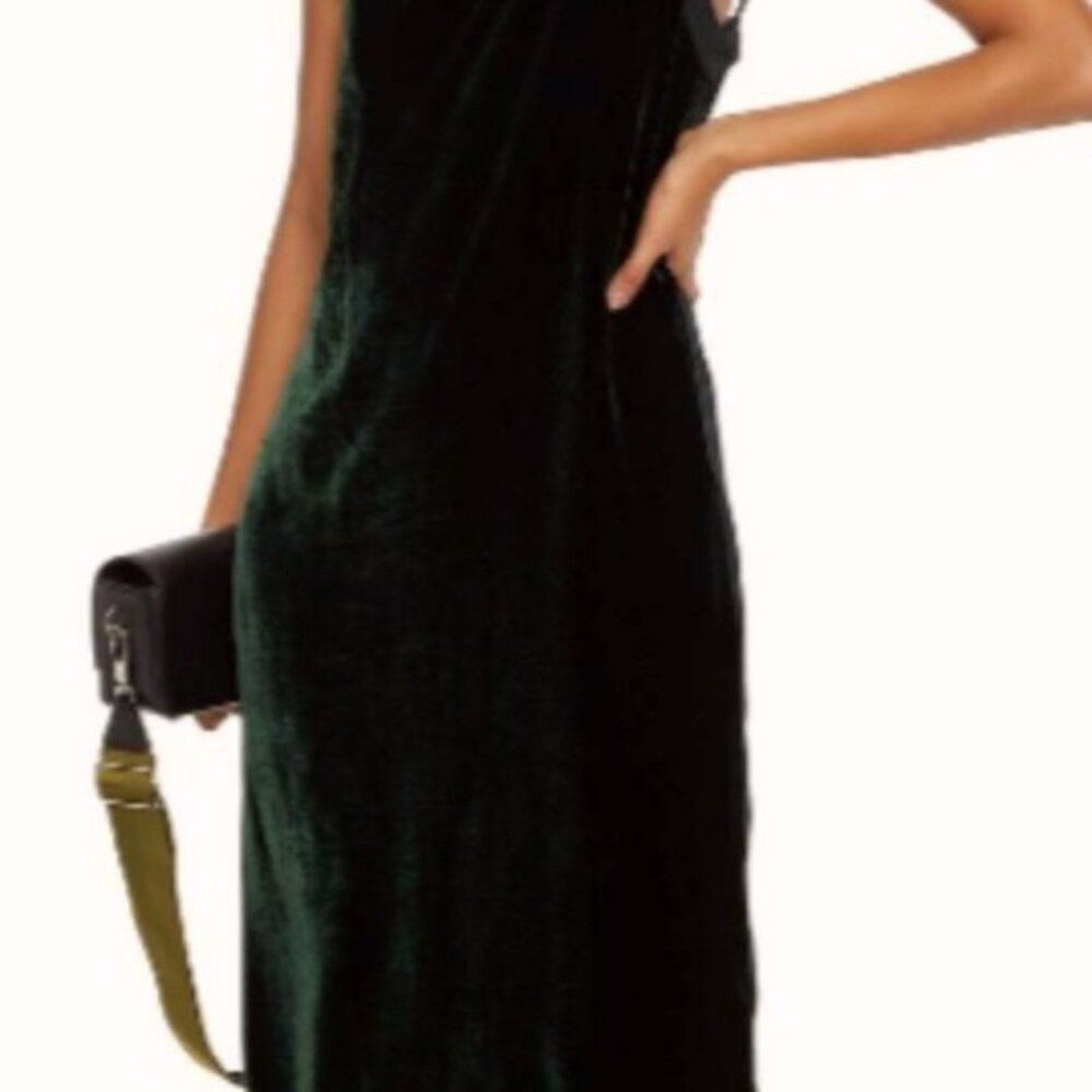 Helmut Lang Helmut Lang Satin paneled velvet dress forest green size 4 Size S / US 4 / IT 40 - 15 Thumbnail
