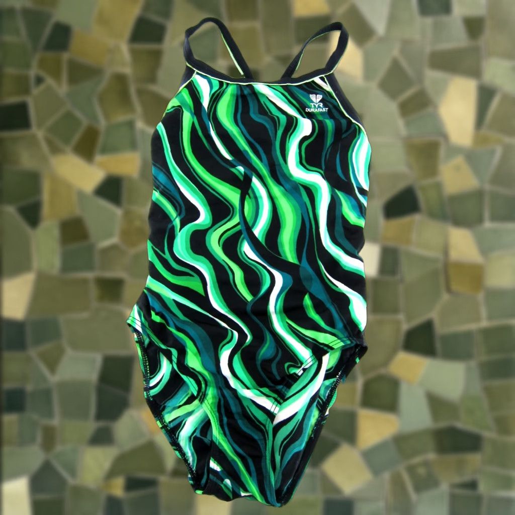 Vintage TYR Durafast Team Race Green White Black Racerback One Piece Swimsuit Women XS Size ONE SIZE - 1 Thumbnail