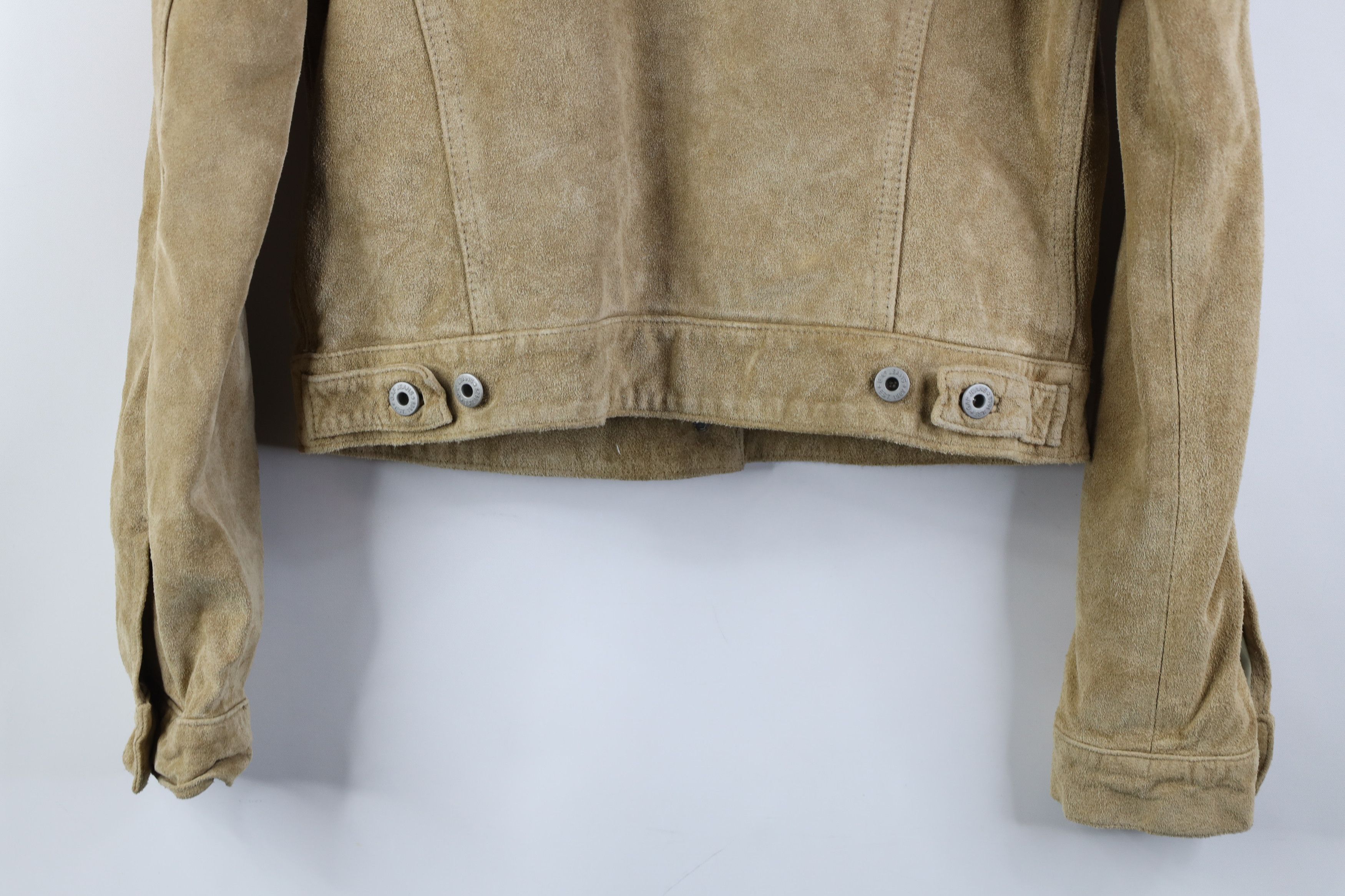 Gap Vintage 90s Y2K Gap Babydoll Leather Trucker Jacket Beige Size XS / US 0-2 / IT 36-38 - 15 Thumbnail
