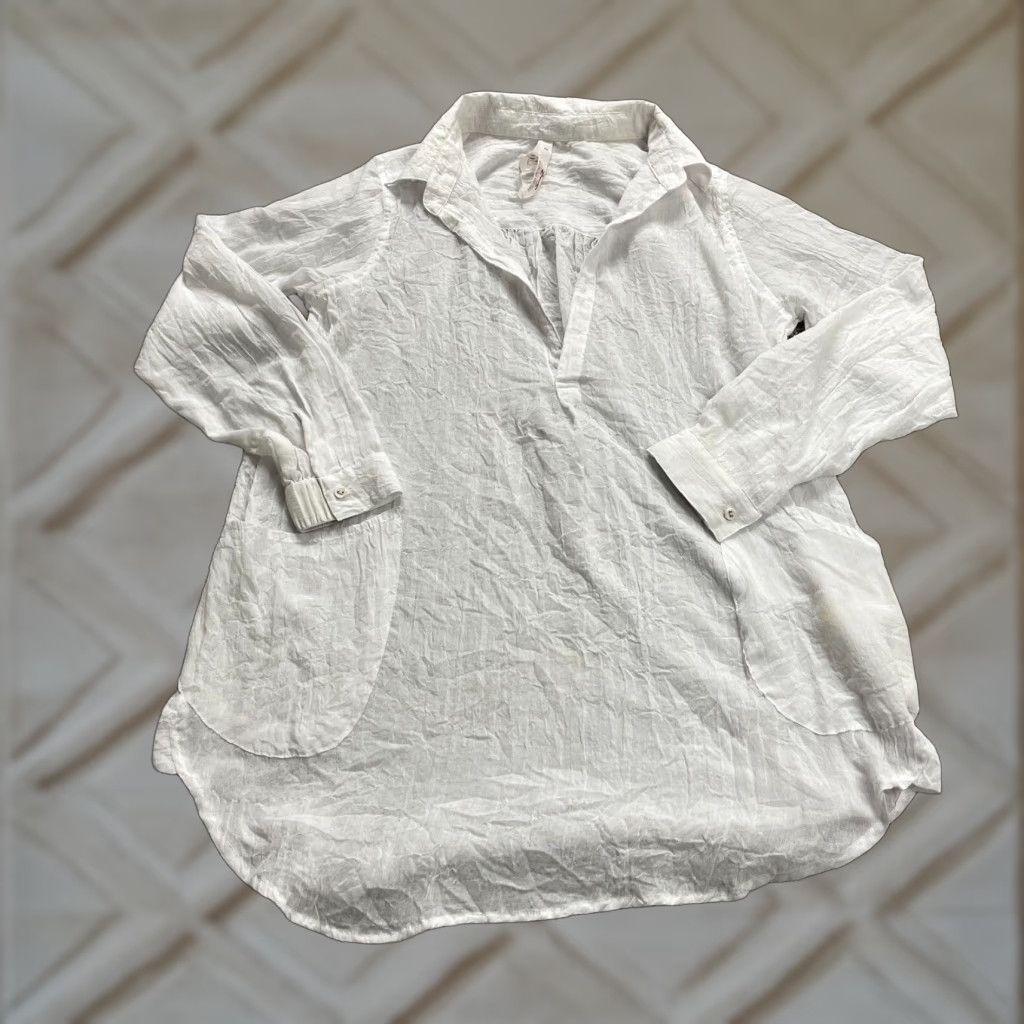 Melissa Melissa McCarthy Blouse Womens Medium White Tunic Collared Pockets Button Front Size M / US 6-8 / IT 42-44 - 1 Thumbnail