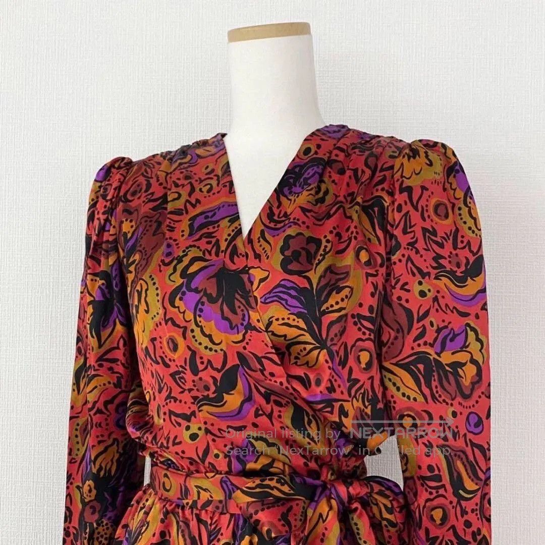 Saint Laurent Paris Yves Saint Laurent 90s Silk Floral Long Dress. Size XS / US 0-2 / IT 36-38 - 4 Thumbnail