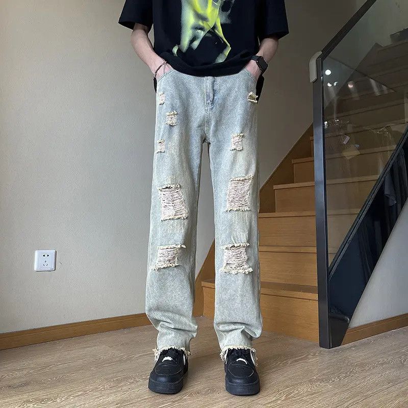 Japanese Brand Retro loose fringed ripped slightly flared jeans Size US 30 / EU 46 - 6 Thumbnail