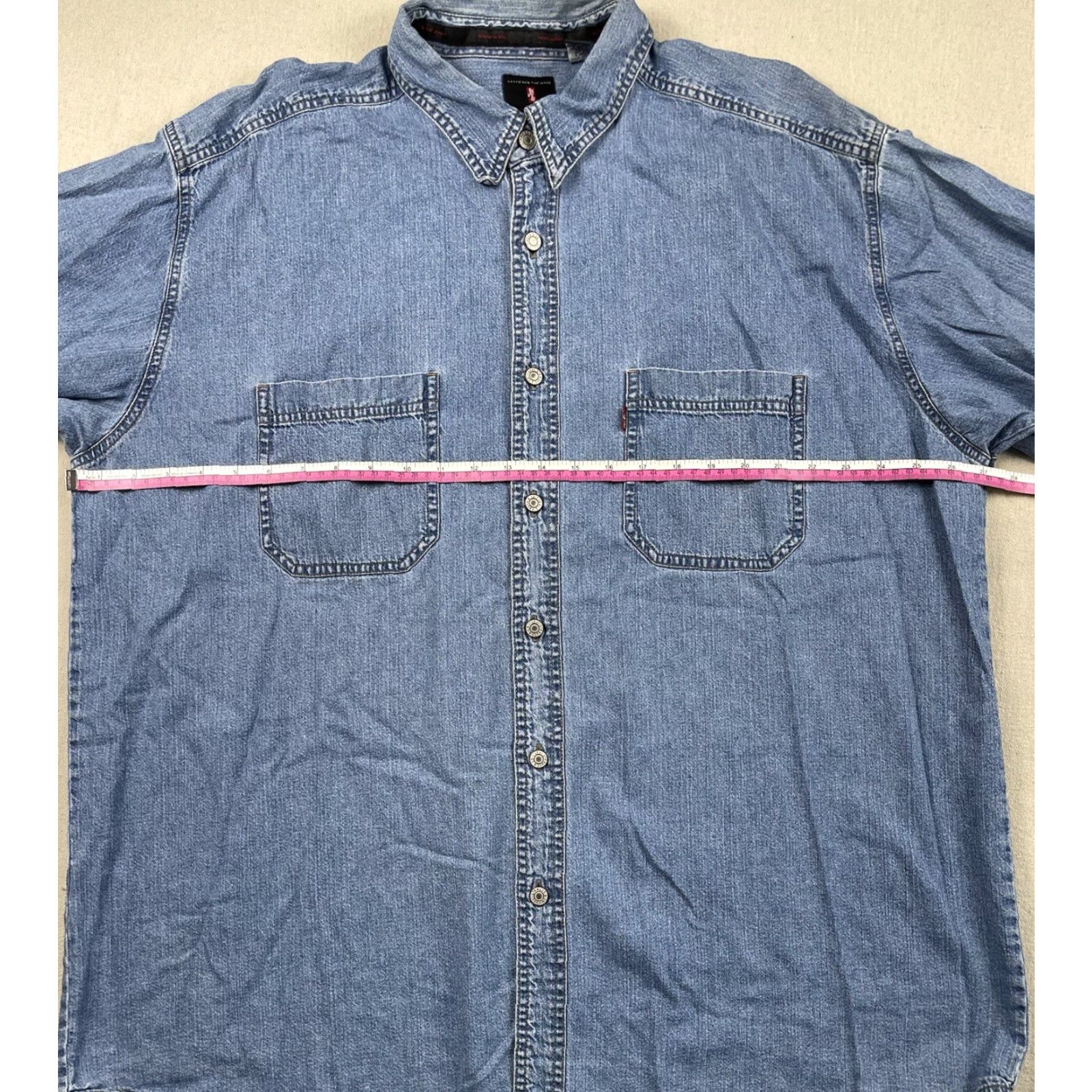 Levi's VINTAGE Levi's Red Tab Denim Shirt XL Blue Long Sleeve Button-Up Pockets 90s Mens Size US XL / EU 56 / 4 - 4 Thumbnail