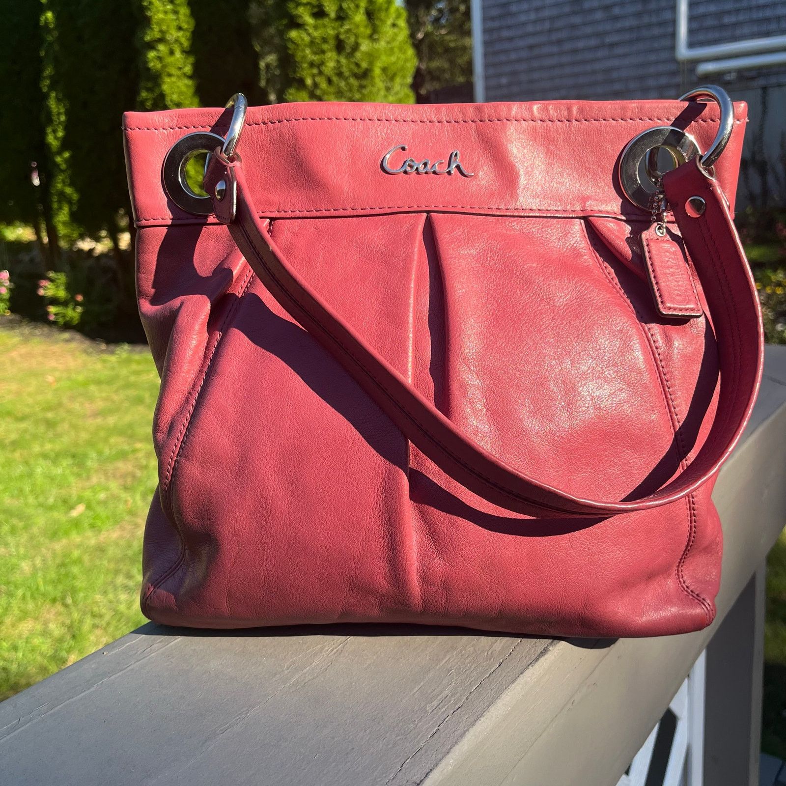 Coach COACH Ashley Leather 2 Way Bag, Mauve Size ONE SIZE - 6 Thumbnail