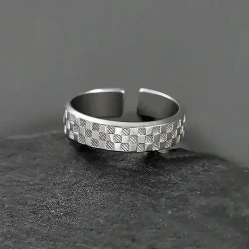 Vintage Silver Male Vintage Chessboard Checker Ring Size ONE SIZE - 2 Thumbnail