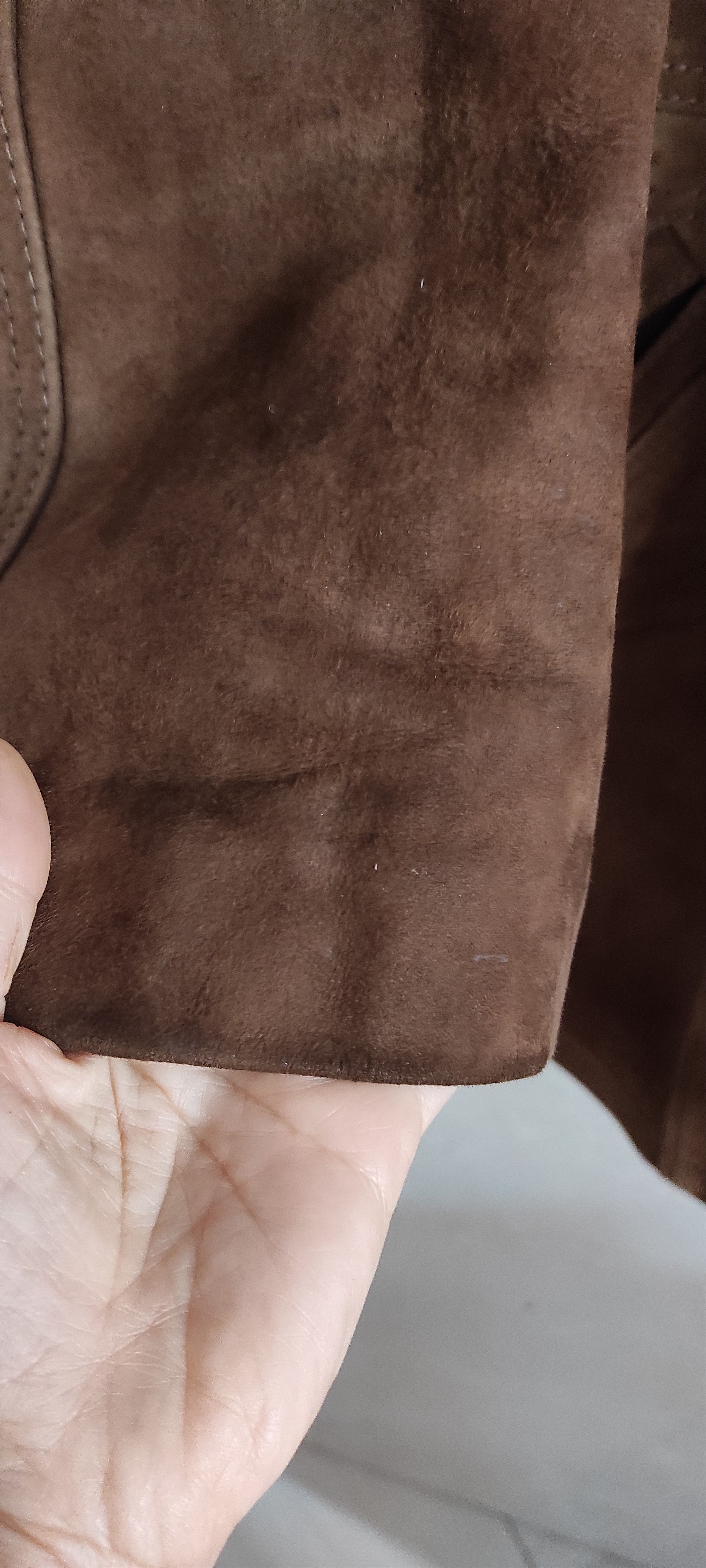 Genuine Suede Sheepskin Brown Leather Shearling Coat