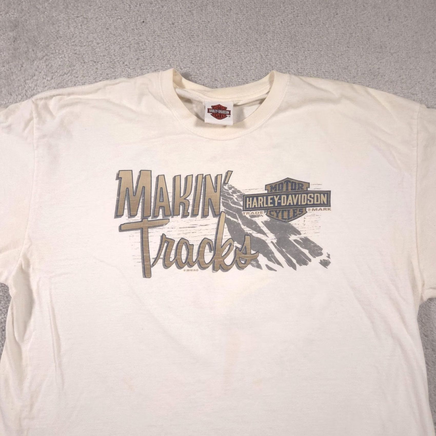 Harley Davidson Harley-Davidson Shirt Mens XL Makin' Tracks Glacier Kalispell Montana Graphic Crew Neck Short Sleeve White Jersey Vintage: No Size US L / EU 52-54 / 3 - 3 Thumbnail