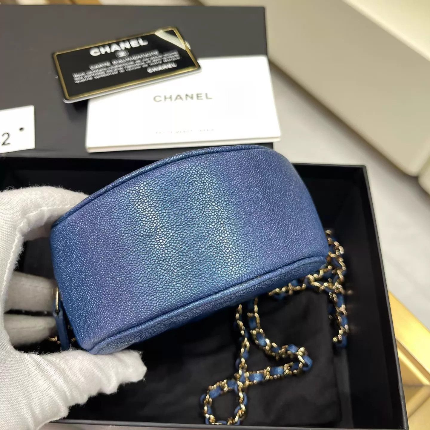 Chanel Chanel 19 Bag Blue Gold Caviar Chain 12x12x5cm Like New Size ONE SIZE - 4 Thumbnail