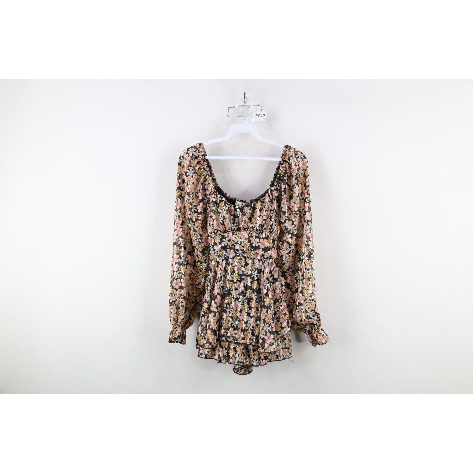 Vintage Vintage Y2K Sheer Ruffled Flower Tie Front Romper Dress Size S / US 4 / IT 40 - 1 Thumbnail