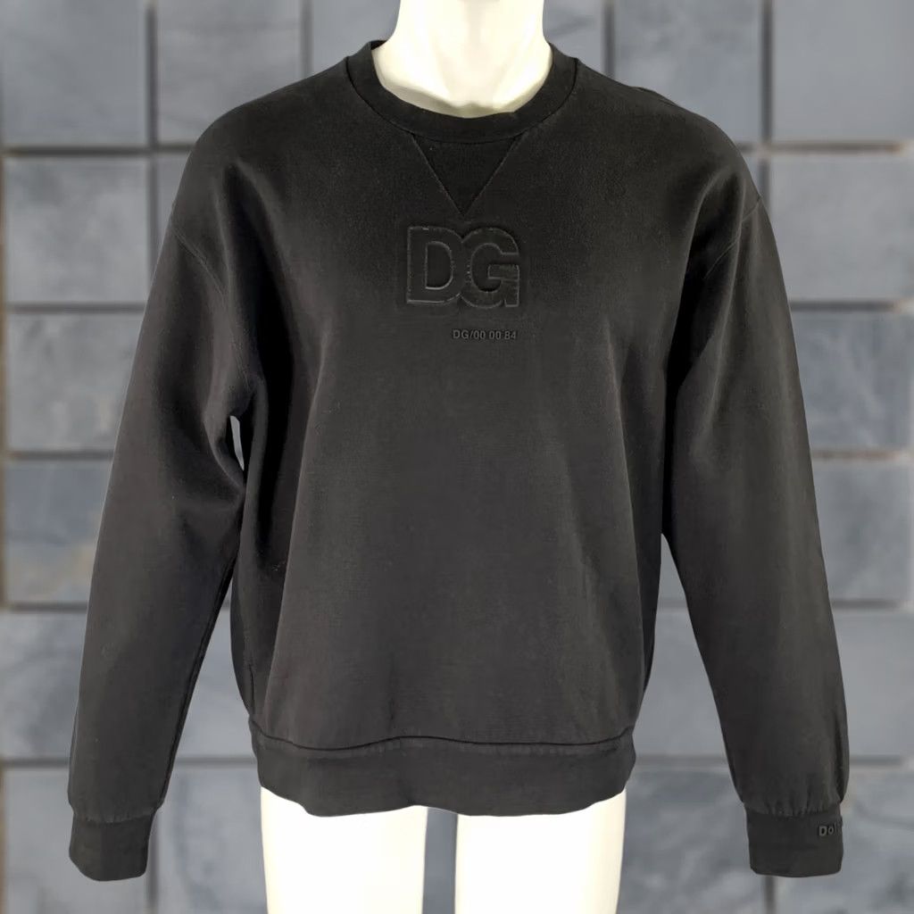 Dolce & Gabbana DOLCE & GABBANA Size M Black Logo Cotton Blend Crew-Neck Sweatshirt Mens Size US M / EU 48-50 / 2 - 1 Thumbnail