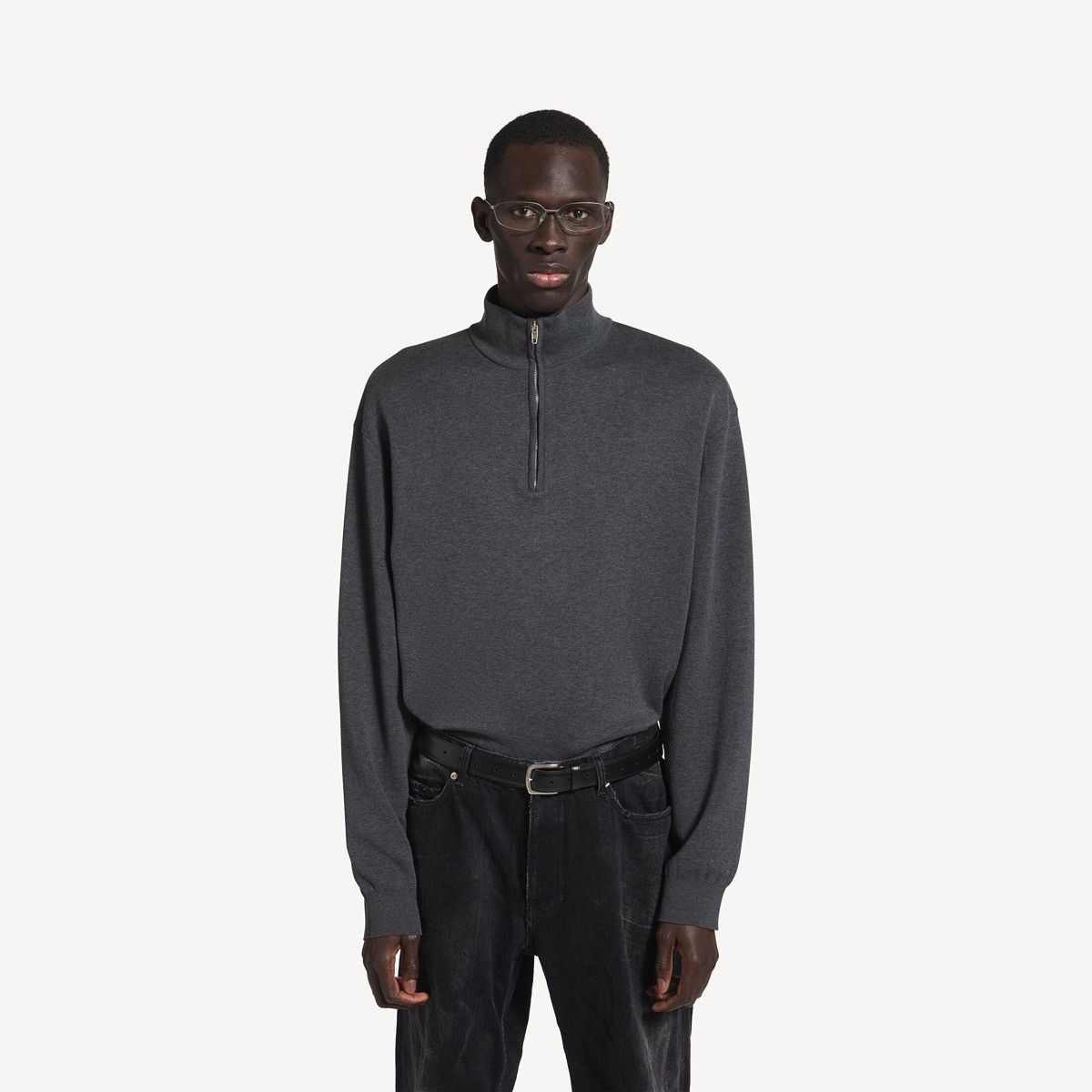 Balenciaga [L] 2050$ Spring26 Half-zip grey sweater Size US L / EU 52-54 / 3 - 3 Thumbnail