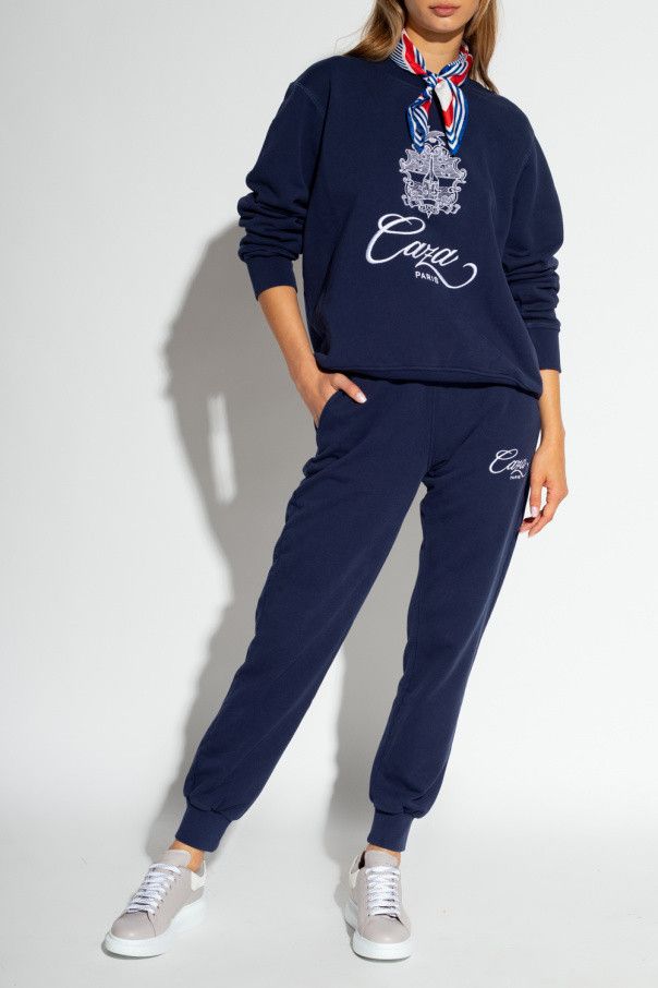 image of Casablanca Navy Caza Embroidered Logo Sweatpants, Women's (Size 34)