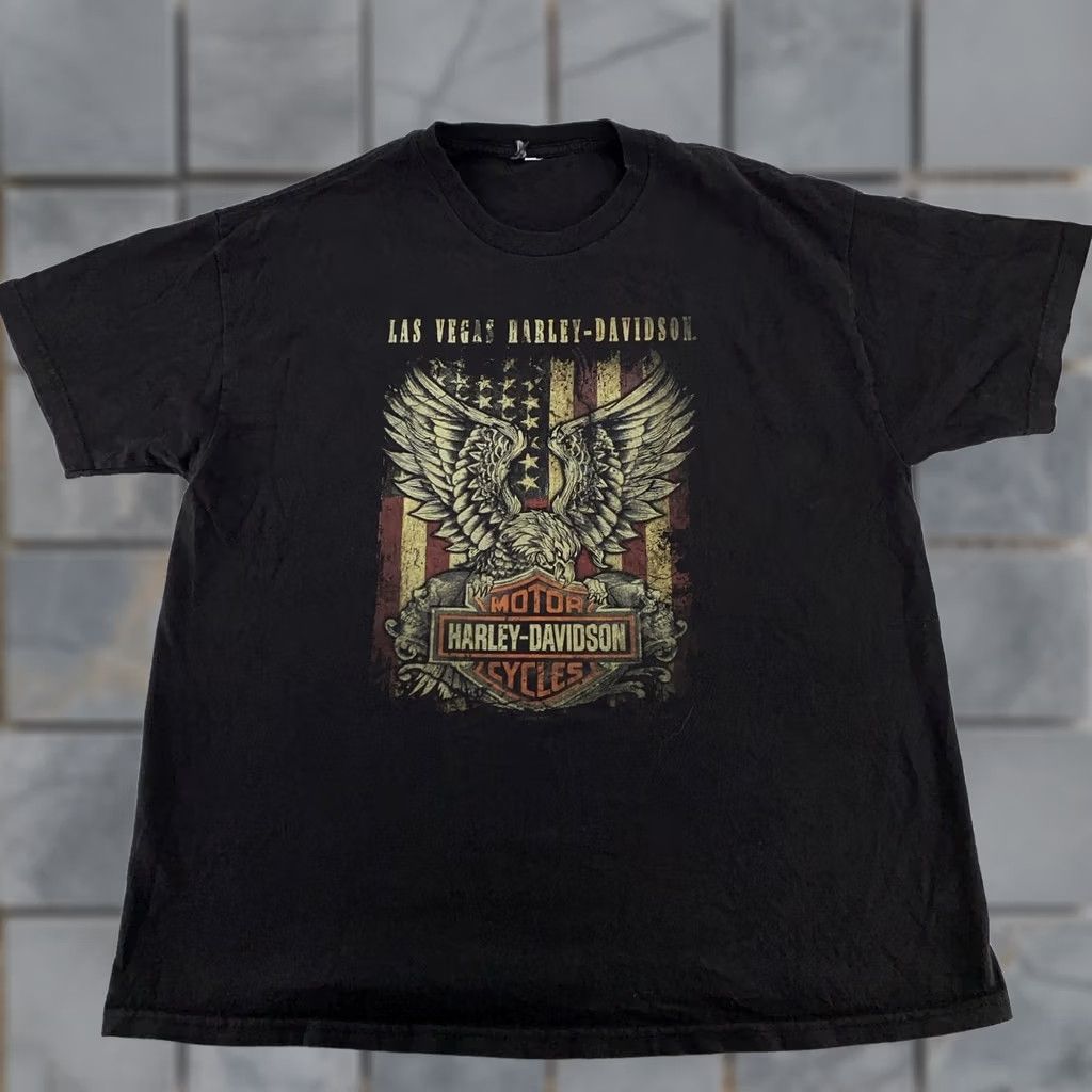 Harley Davidson Harley-Davidson Shirt Mens L Black Eagle Biker Motorcycle Tee Las Vegas Cowboy Tee? Size US L / EU 52-54 / 3 - 1 Thumbnail