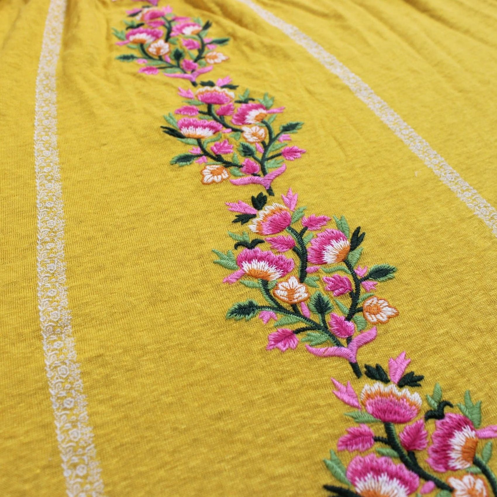 Vintage Sundance Women Shirt Small Yellow Embroidered Off Shoulder Tunic Boho Floral Size S / US 4 / IT 40 - 5 Thumbnail
