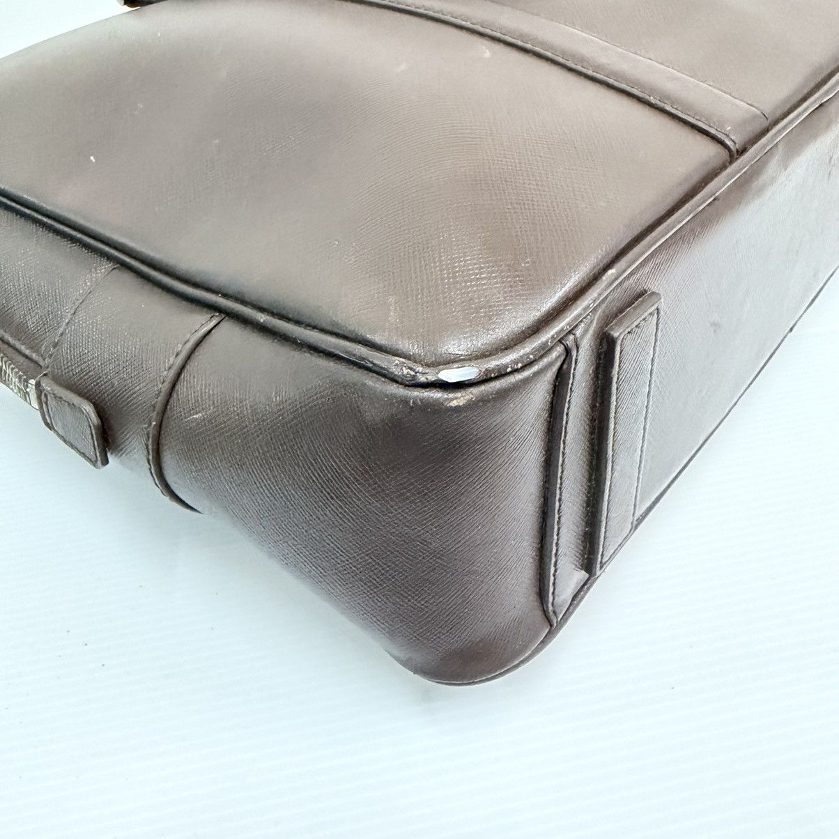 Prada Prada Brown Leather Saffiano Large Briefcase Bag Size ONE SIZE - 6 Thumbnail