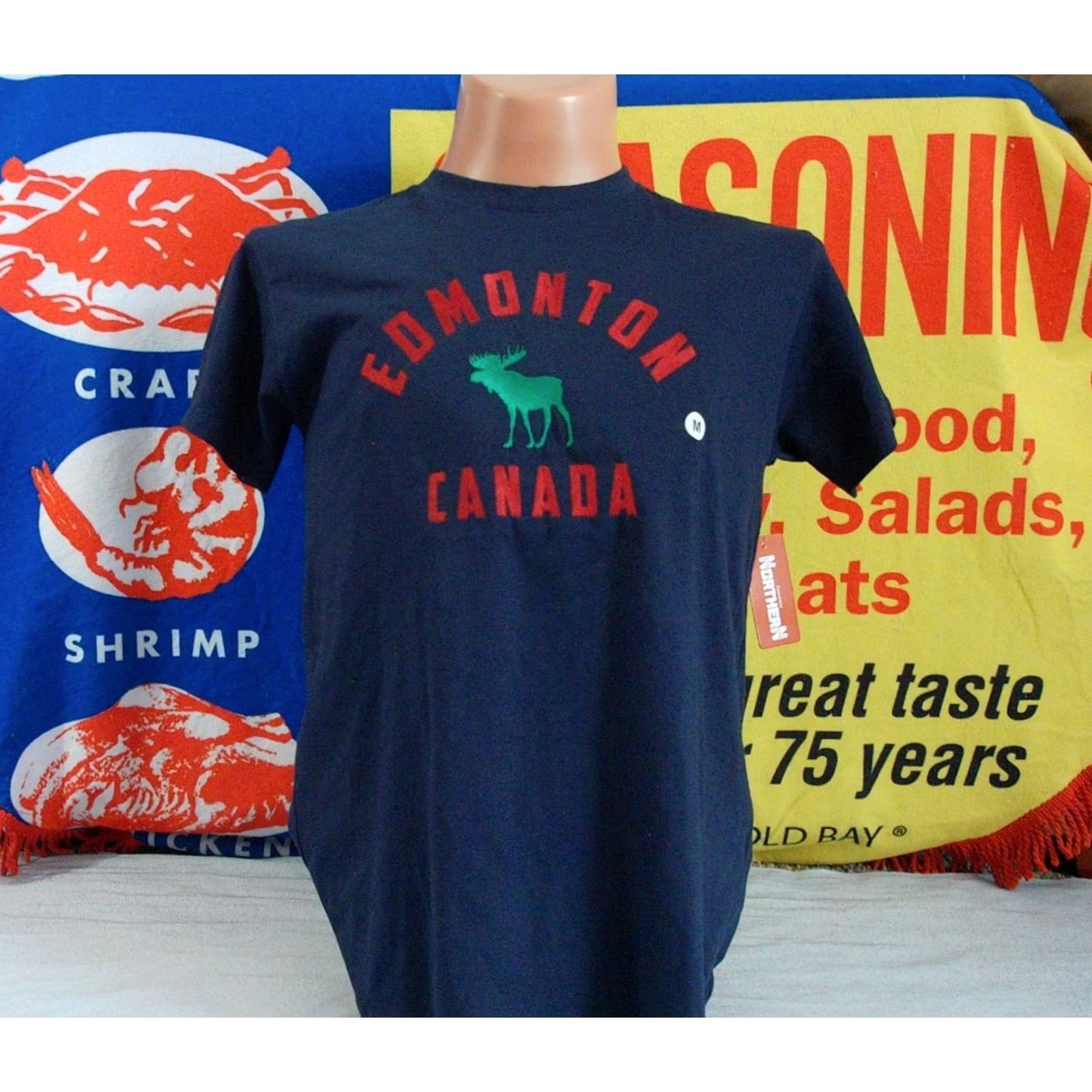 Vintage Northern Souvenirs Shirt Mens Blue EDMONTON CANADA Embroidered Men Med MOOSE ALBERTA Size US M / EU 48-50 / 2 - 2 Thumbnail