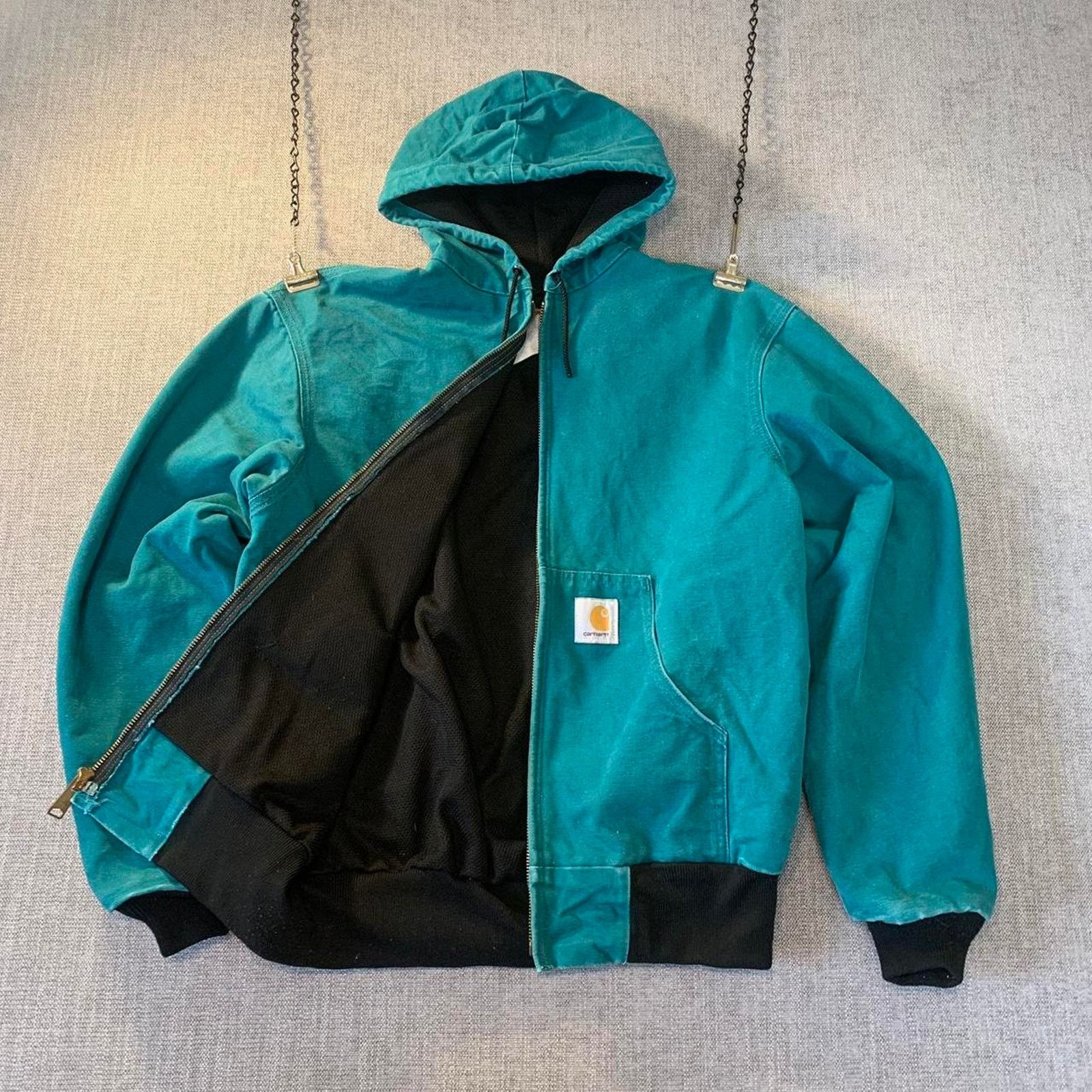 Carhartt Vintage Carhartt JR132 teal turquoise Hooded Jacket Size US M / EU 48-50 / 2 - 2 Thumbnail