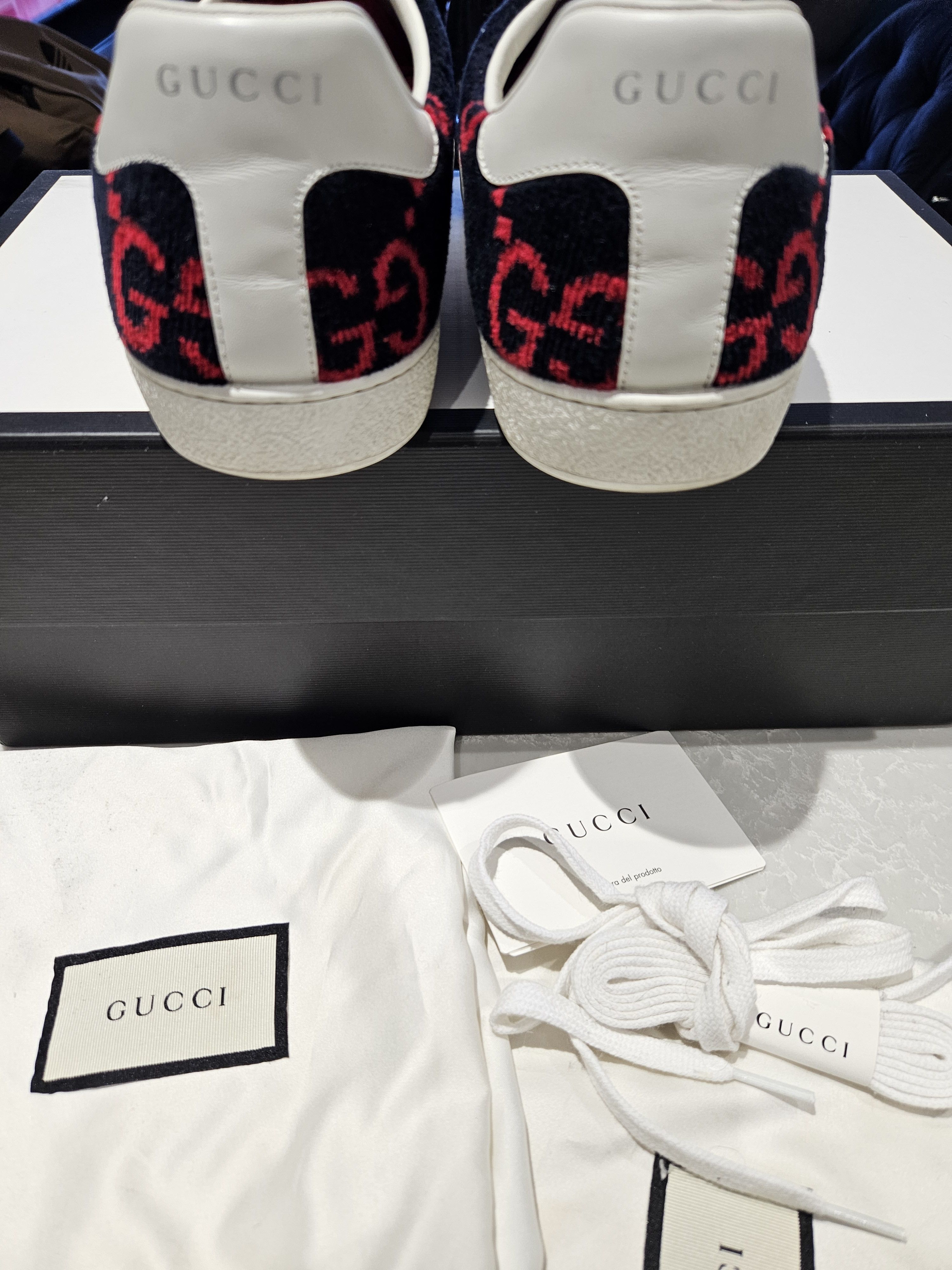 Gucci Gucci Ace sneakers Dark Navy & red monogram velour sneakers Size US 8 / EU 41 - 9 Thumbnail