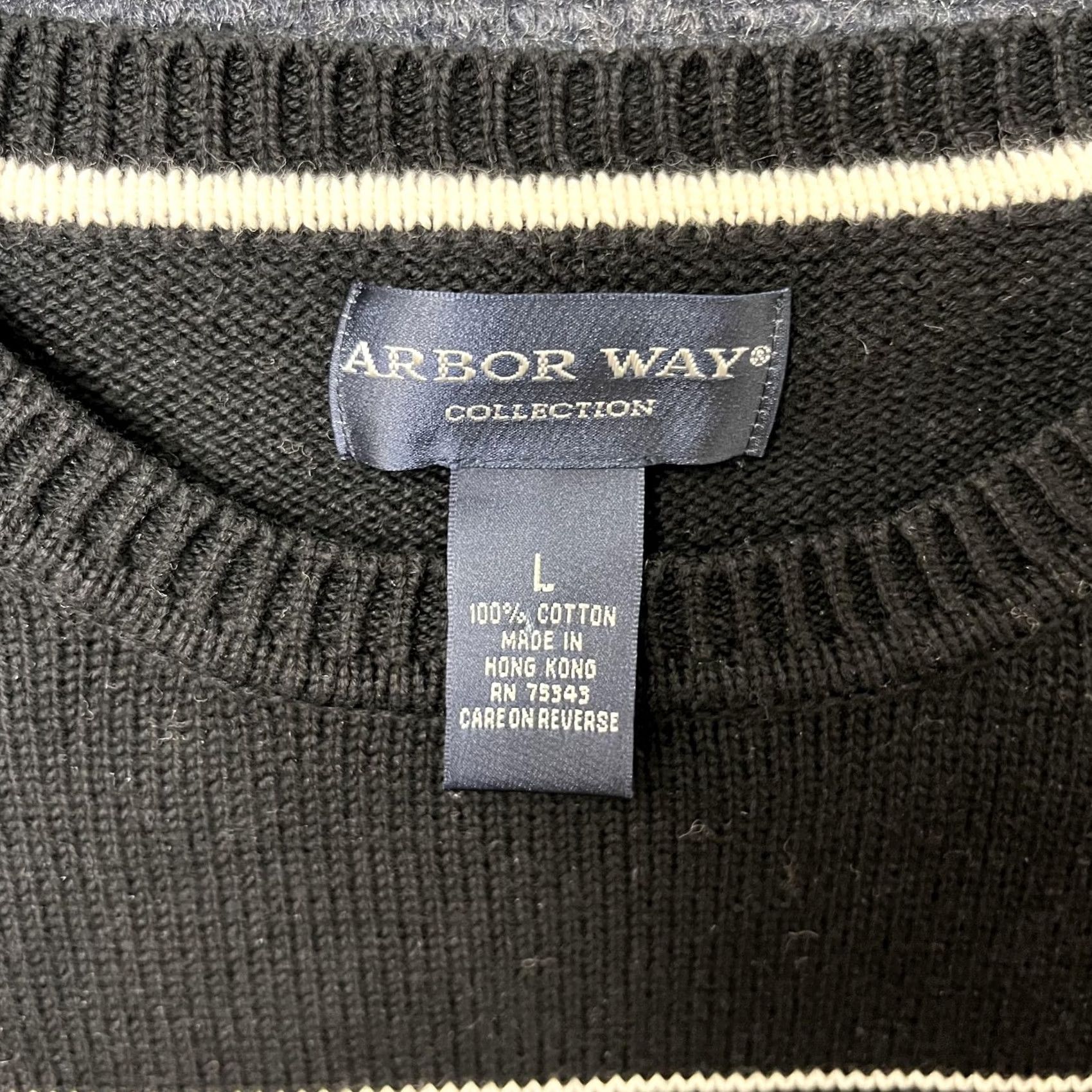 Vintage VINTAGE Arbor Way Sweater Mens Large Black Check Crewneck Cotton Knit Hong Kong Size US L / EU 52-54 / 3 - 2 Thumbnail