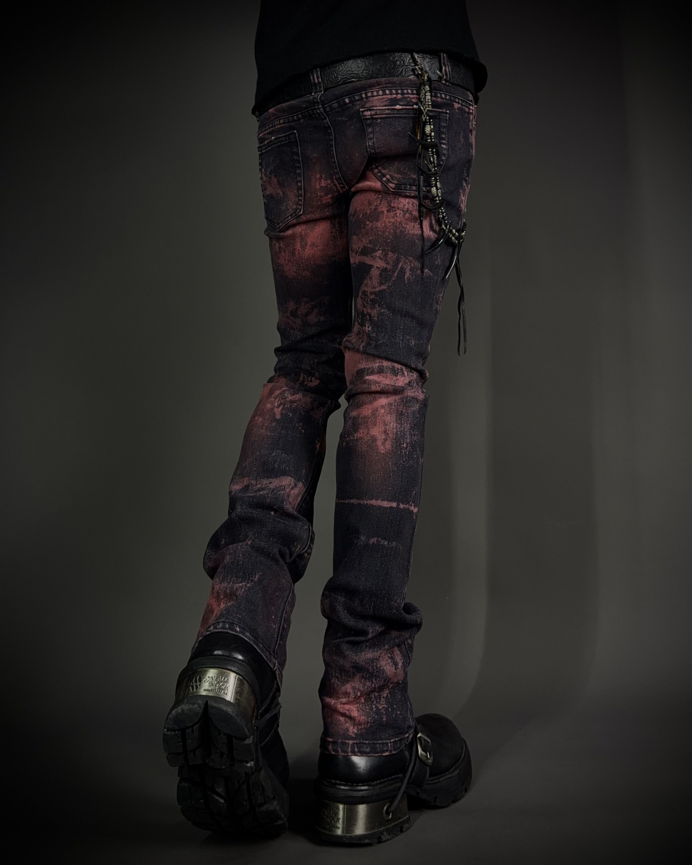 Japanese Brand Sixh Bloodwash Gothic Print Denim Size US 33 - 2 Thumbnail