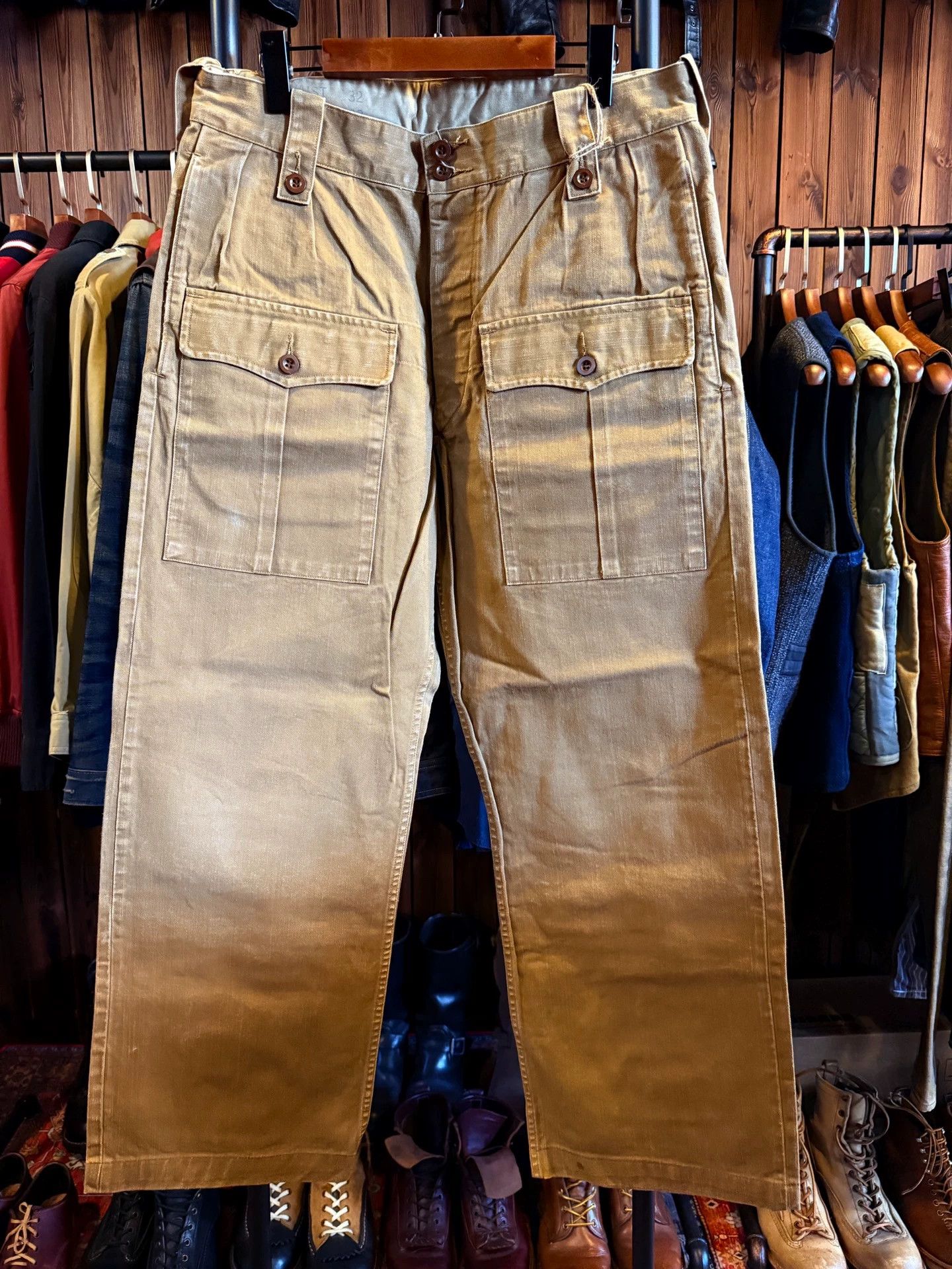 RRL Ralph Lauren Beige Heavyweight Cargo Pants, Size 32 | Grailed