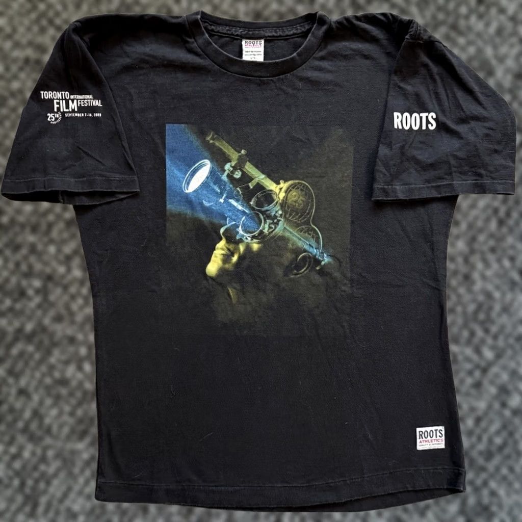 Roots VINTAGE Roots Athletics T-Shirt Black Graphic Print Crew Neck Short Sleeve 2000s Canada Men XL Size Regular Logo 2000-2009 Art Movie Size US XL / EU 56 / 4 - 1 Thumbnail