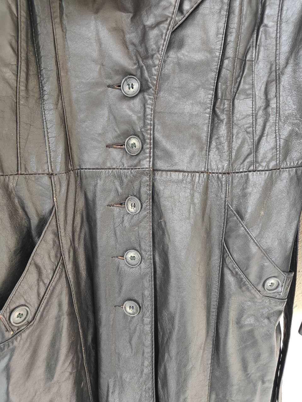 Vintage ❎ Vintage Leather Trench Worn Coat Jacket Size S / US 4 / IT 40 - 7 Thumbnail