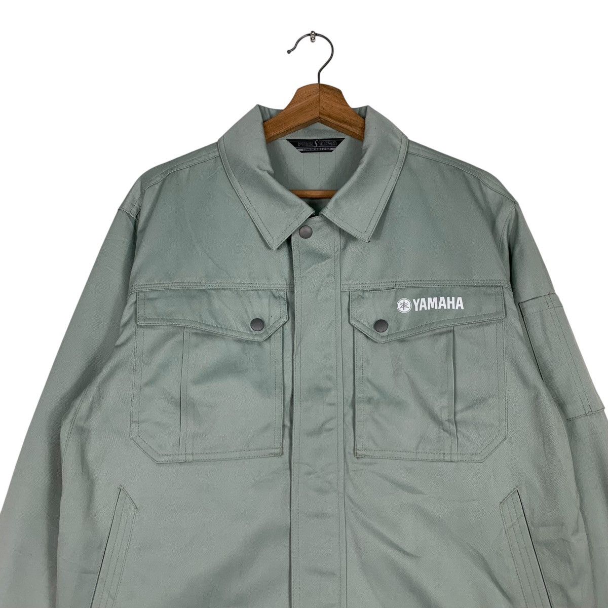 Japanese Brand YAMAHA Work Uniform Jacket Light Green #1261-C57 Size US L / EU 52-54 / 3 - 4 Thumbnail