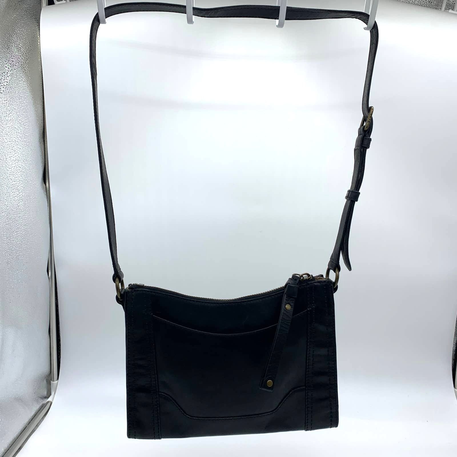 Frye Frye Leather Handbags Studded Floral Zip Crossbody Black Size ONE SIZE - 6 Thumbnail