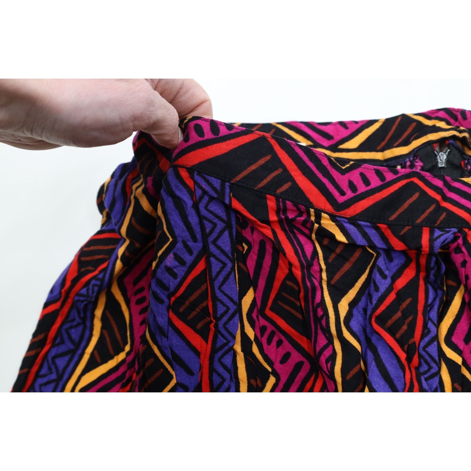 Vintage Vintage 90s Rayon Gabardine Abstract Rainbow Skirt Size 40" / US 18 - 5 Thumbnail