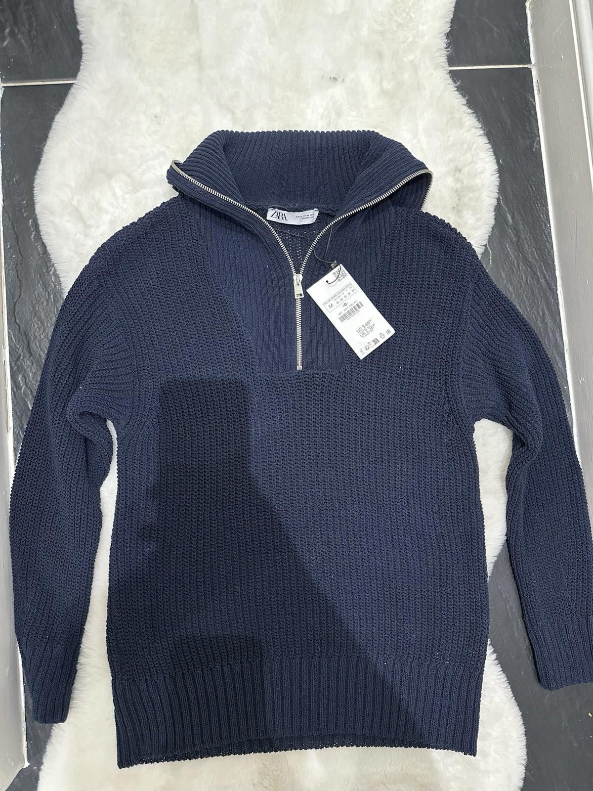 Zara Navy Quaterzip Jumper Size M / US 6-8 / IT 42-44 - 1 Thumbnail