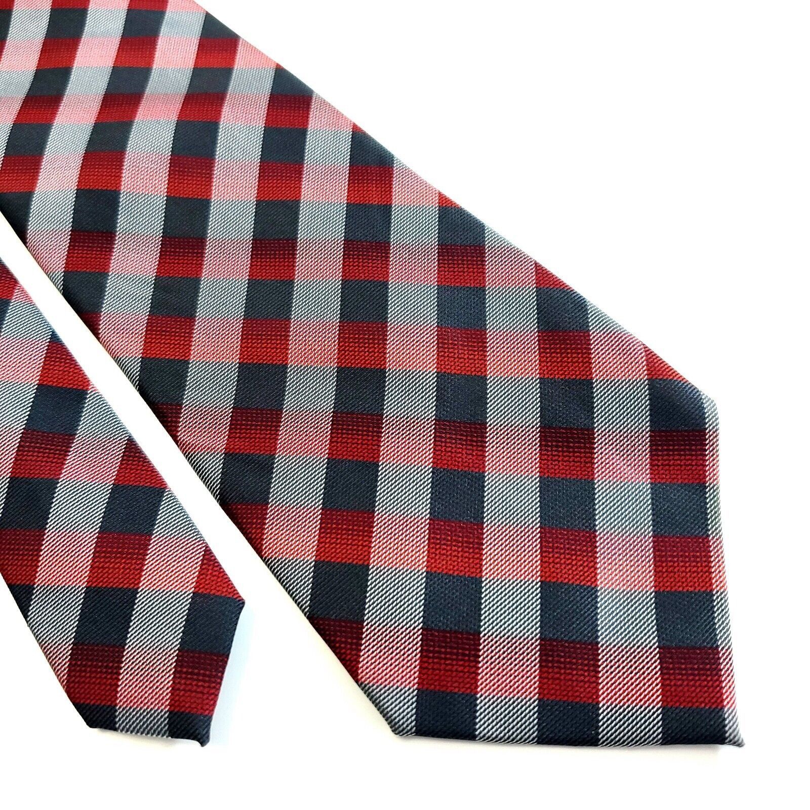 Dockers Dockers Polyester Gray Red White Plaid Tie Size ONE SIZE - 1 Thumbnail