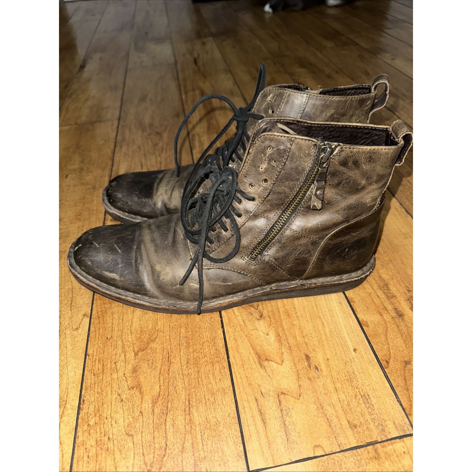 John Varvatos × Vintage John Varvantos USA Brown Leather Side Zip Ankle Boots 10.5 Size US 10.5 / EU 43-44 - 2 Thumbnail