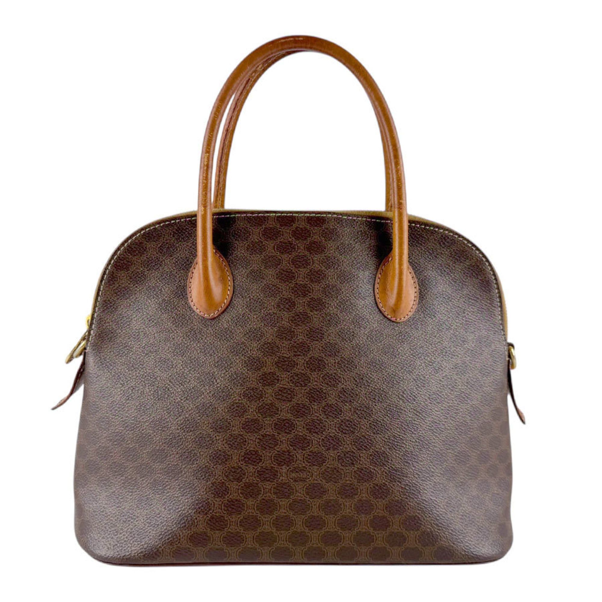 Celine Macadam PVC-Coated Canvas Handbag Brown Women's z8542